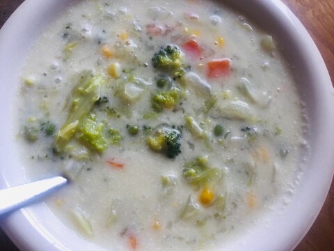 ブロッコリーとミックスベジタブルの白菜スープ